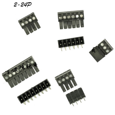 os blocos de terminais Pluggable do parafuso do PWB do passo de 3.81mm obstruem + ângulo direito Pin Header Black