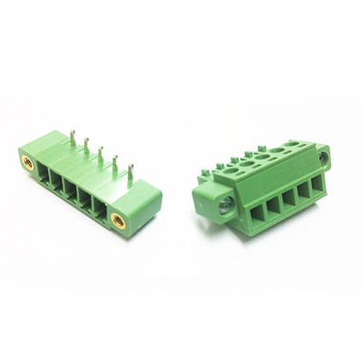 os blocos de terminais do parafuso do PWB do passo de 3.81mm obstruem + ângulo direito Pin Header com flange