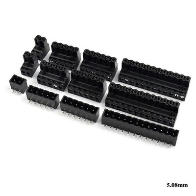os blocos de terminais Pluggable do parafuso do PWB do passo de 5.08mm obstruem + ângulo direito Pin Header Black