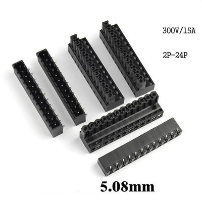 os blocos de terminais Pluggable do parafuso do PWB do passo de 5.08mm obstruem + ângulo direito Pin Header Black