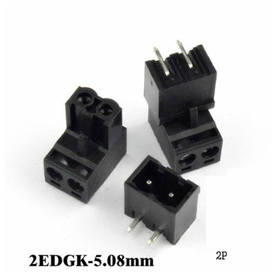 os blocos de terminais Pluggable do parafuso do PWB do passo de 5.08mm obstruem + ângulo direito Pin Header Black