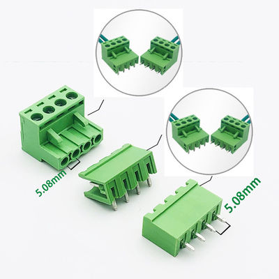 5.08mm Pitch PCB Plug-in Screw Terminal Blocks Plug + Right Angle Pin Header com serviço de marcação impressa