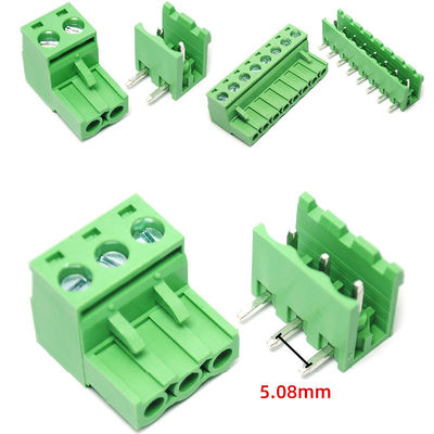 5.08mm Pitch PCB Plug-in Screw Terminal Blocks Plug + Right Angle Pin Header com serviço de marcação impressa