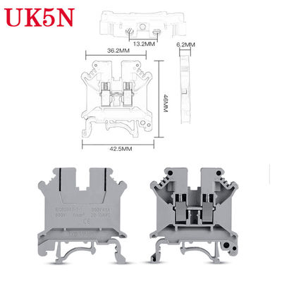 ² 800V 41A dos blocos de terminais 0.2-4mm da braçadeira do parafuso do trilho do RUÍDO da série de UK5N Reino Unido