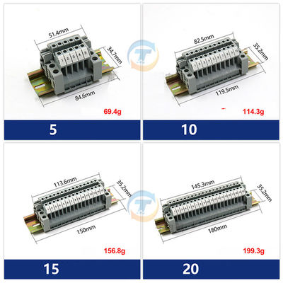 O trilho modular do RUÍDO do jogo UK2.5N dos blocos de terminais do parafuso de UK2.5B montou as tiras 32A 690V