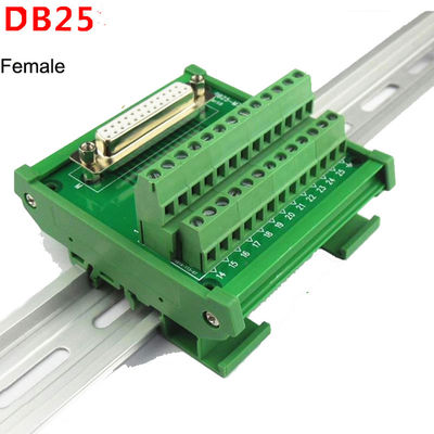 Único trilho secundário do RUÍDO dos conectores D 25 Pin Terminal Block Breakout Board da extremidade DB25