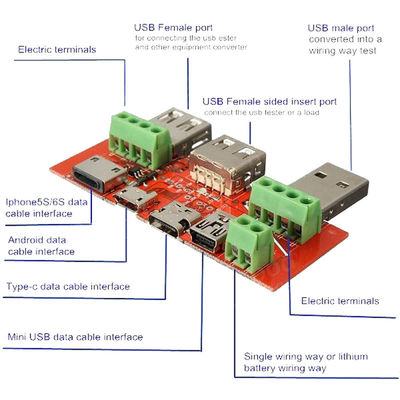 Tipo-c placa de Mini Micro USB da fuga do verificador da bateria do conversor do adaptador de relação