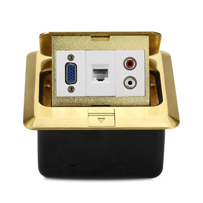 A combinação audio dos multimédios de VGA RJ45 estala acima a caixa de tomada à terra dos soquetes de bronze do assoalho impermeável