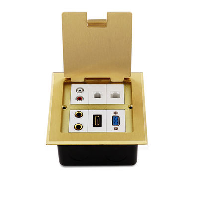 A combinação audio dos multimédios de VGA RJ45 estala acima a caixa de tomada à terra dos soquetes de bronze do assoalho impermeável