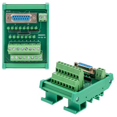 O trilho do RUÍDO da placa da fuga do bloco de terminais dos conectores de Pin Single End DB15 do sub 15 de D conduziu o indicador