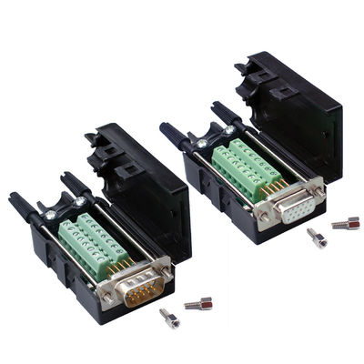 Pin VGA do sub 15 de DB15 D (3+9) três conectores fêmeas masculinos da fileira ao adaptador dos blocos de terminais