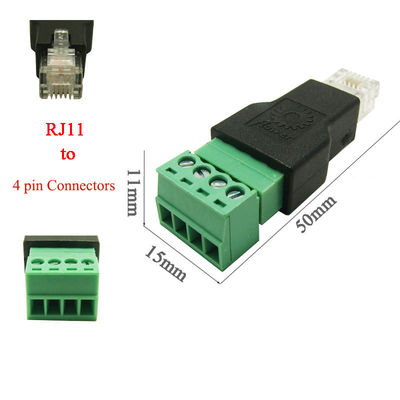 Tomadas modulares do conector macho de RJ11 6P4C a 4 Pin Screw Terminal Blocks Adapter