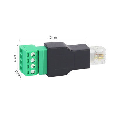 Tomadas modulares do conector macho de RJ11 6P4C a 4 Pin Screw Terminal Blocks Adapter