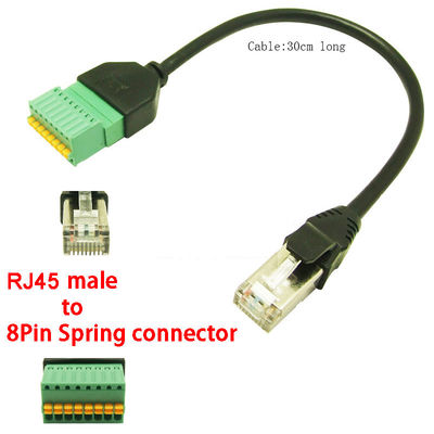 Conector do RJ45 8P8C a 8 Pin Screw Terminal Block Adapter 30cm por muito tempo para a solução video do CCTV da segurança