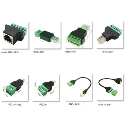 RJ45 homem 8P8C a 8 Pin Screw Terminal Block Adapter para a solução video do CCTV