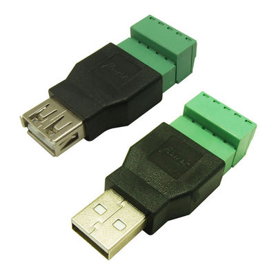 Caixa de metal USB Jack masculino ou feminino para blocos terminais de parafuso de 5 pinos Adaptador de conector