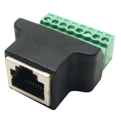 RJ45 Jack fêmea 8P8C a 8 Pin Screw Terminal Block Adapter para a solução do CCTV Vedio
