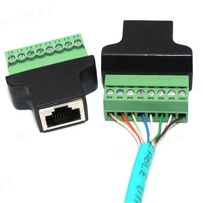 RJ45 Jack fêmea 8P8C a 8 Pin Screw Terminal Block Adapter para a solução do CCTV Vedio