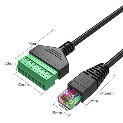 Conector fêmea ou do homem RJ45 8P8C ao cabo 30cm de 8 Pin Screw Terminals Converter Adapter por muito tempo
