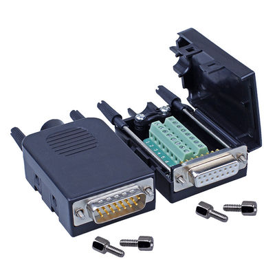 Sub 15 Pin Dual Row Connectors de DB15 D ao adaptador dos blocos de terminais com alojamento