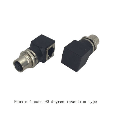 Tomada dos ethernet RJ45 do conector masculino do núcleo M12 4 ao adaptador ou fêmea