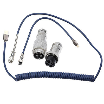 O tipo teclado mecânico de USB do porto de C bobinou o conector da aviação do pino GX12 do cabo 4 acoplado