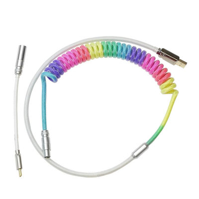 Conector audio enrolado mecânico do cabo do teclado que acopla o tipo-c cabo de USB do arco-íris