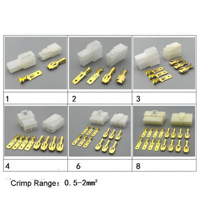 conectores elétricos de abrigo terminais do carro do friso de 6.3mm 1 Pin da maneira a um Pin de 8 maneiras
