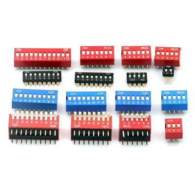 interruptor de MERGULHO 1 da corrediça do passo de 2.54mm preto azul vermelho da fileira dobro da montagem do PWB de 2 3 4 5 6 8 9 10 posições