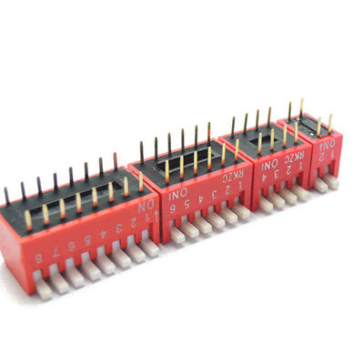 interruptor de MERGULHO 1 da corrediça do passo de 2.54mm preto azul vermelho da fileira dobro da montagem do PWB de 2 3 4 5 6 8 9 10 posições