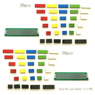 62pcs coloriu conectores retos da placa do PWB de Pin Header Female Socket da única fileira de 2.54mm