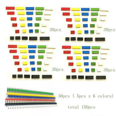 150pcs coloriu o ouro fêmea reto do soquete X120 de Pin Header X30 da única fileira de 2.54mm chapeado