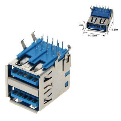 Único ou tipo portuário duplo conector fêmea de USB 3,0 da placa do PWB de Jack do soquete de A para o laptop do portátil