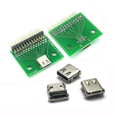 tipo conector fêmea portuário de carregamento rápido de 24P USB 3,1 do PWB de Jack do soquete do pino do receptáculo 24 de C