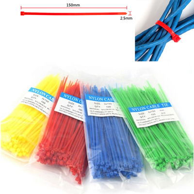 laços de empacotamento de travamento automático de nylon plásticos coloridos do fecho de correr do fio do cabo de 2.5mm x de 150mm