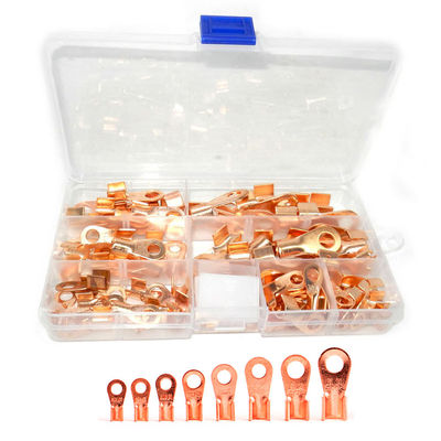 o fio aberto do tambor 80pcs frisa o jogo de cobre OT 10A de Ring Lug Terminals Assortment Set a 100A