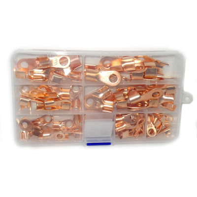 o fio aberto do tambor 80pcs frisa o jogo de cobre OT 10A de Ring Lug Terminals Assortment Set a 100A