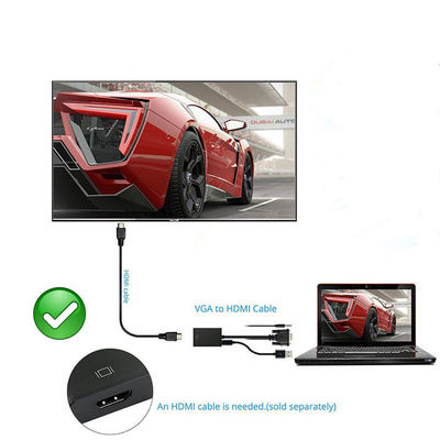 Homem de VGA a HDMI 1080P HD + adaptador video audio do conversor da tevê HDTV com cabo