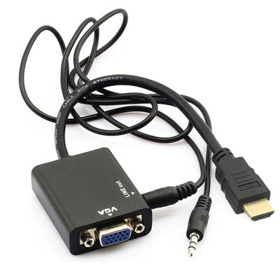 homem de 1080p Hdmi à fêmea de VGA com o adaptador audio do conversor de cabo para o PC da HDTV