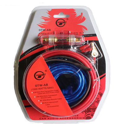 5 medidores de jogo de cabo longo do fio do áudio do amplificador do Subwoofer do poder do carro 8GA com suporte do fusível