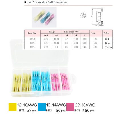 jogo BHT1.25 BHT2 BHT5 da variedade dos terminais do conector da extremidade do psiquiatra do calor 125pcs