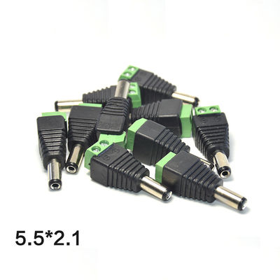 adaptador masculino da alimentação de DC de 5.5mm x de 2.1mm Jack para luzes de tira do diodo emissor de luz da câmera do CCTV