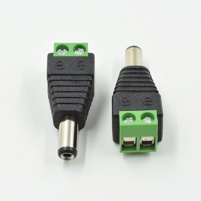 adaptador masculino da alimentação de DC de 5.5mm x de 2.1mm Jack para luzes de tira do diodo emissor de luz da câmera do CCTV