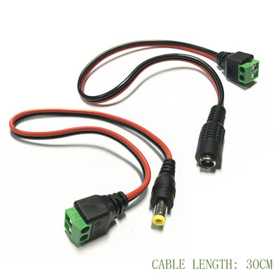 adaptador masculino da alimentação de DC de 5.5mm x de 2.1mm Jack para luzes de tira do diodo emissor de luz da câmera do CCTV