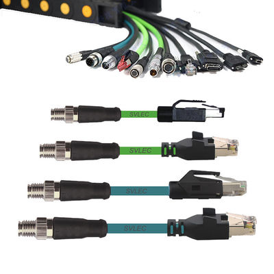 Cabo de corrente flexível M12 do arrasto ao Turnkey das cablagens do cabo Cat6 da rede Ethernet do conector da tomada RJ45