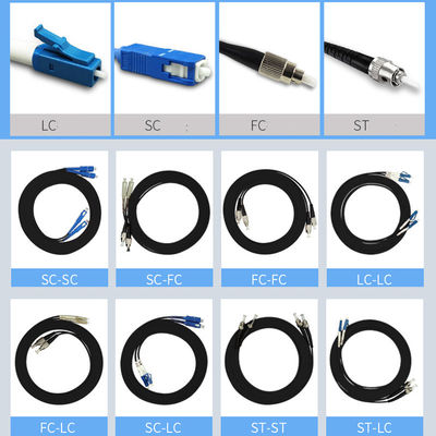 O cabo de fibra ótica blindado exterior com o conector do ST do SC LC de FC montou 30 a 1000 medidores