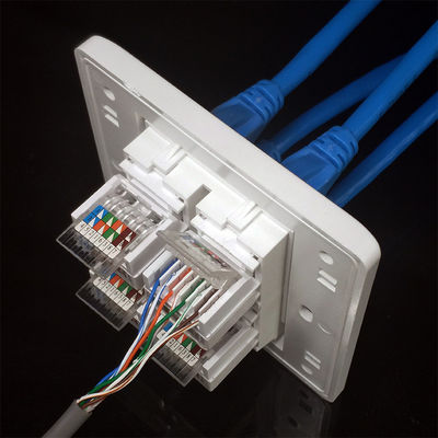 Braçadeira rápida modular portuária dupla de Jack Cat 5E da rede de telefone de RJ11 RJ45 para a tomada de soquete da parede