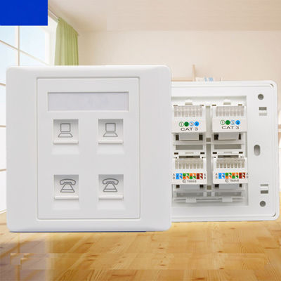 Braçadeira rápida modular portuária dupla de Jack Cat 5E da rede de telefone de RJ11 RJ45 para a tomada de soquete da parede