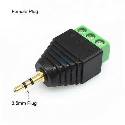 homem audio Jack Female Plug do fones de ouvido 3-Pole estereofônico de 3.5mm para parafusar o adaptador do bloco de terminais