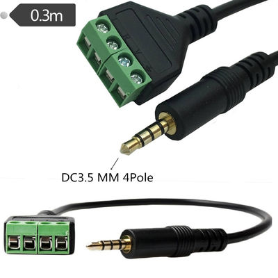 tomada masculina audio do fones de ouvido 4-Pole estereofônico de 3.5mm para parafusar terminais para obstruir o cabo da expansão de adaptador